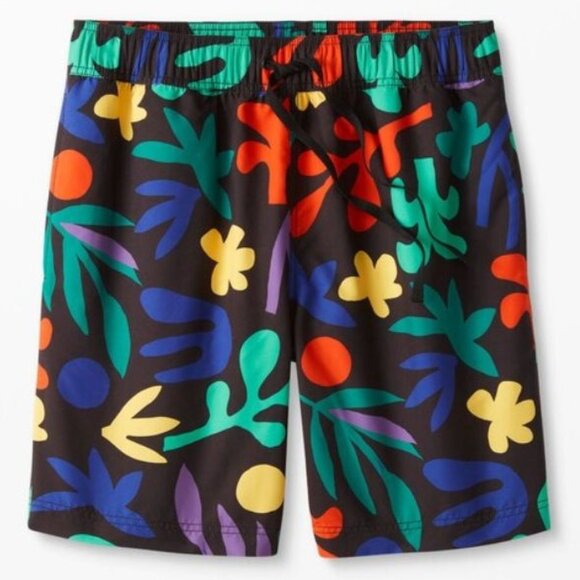Hanna Andersson Other - Hanna Andersson Men's Tropical Rainforest On Black Swim Trunks Size Medium